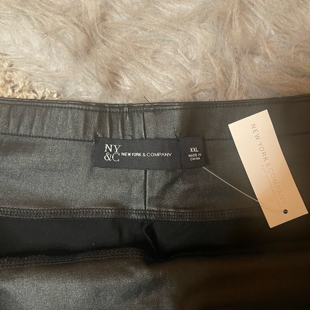 New York & Company Black Faux Leather Leggings Women’s Size XXL 2X New With Tags - Picture 6 of 13